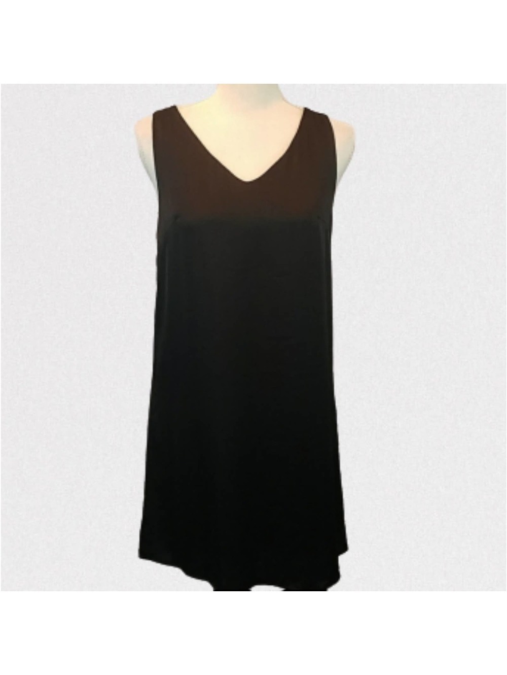 NWT! Fab'rik Small Black Satin Sleeveless Shift Dress